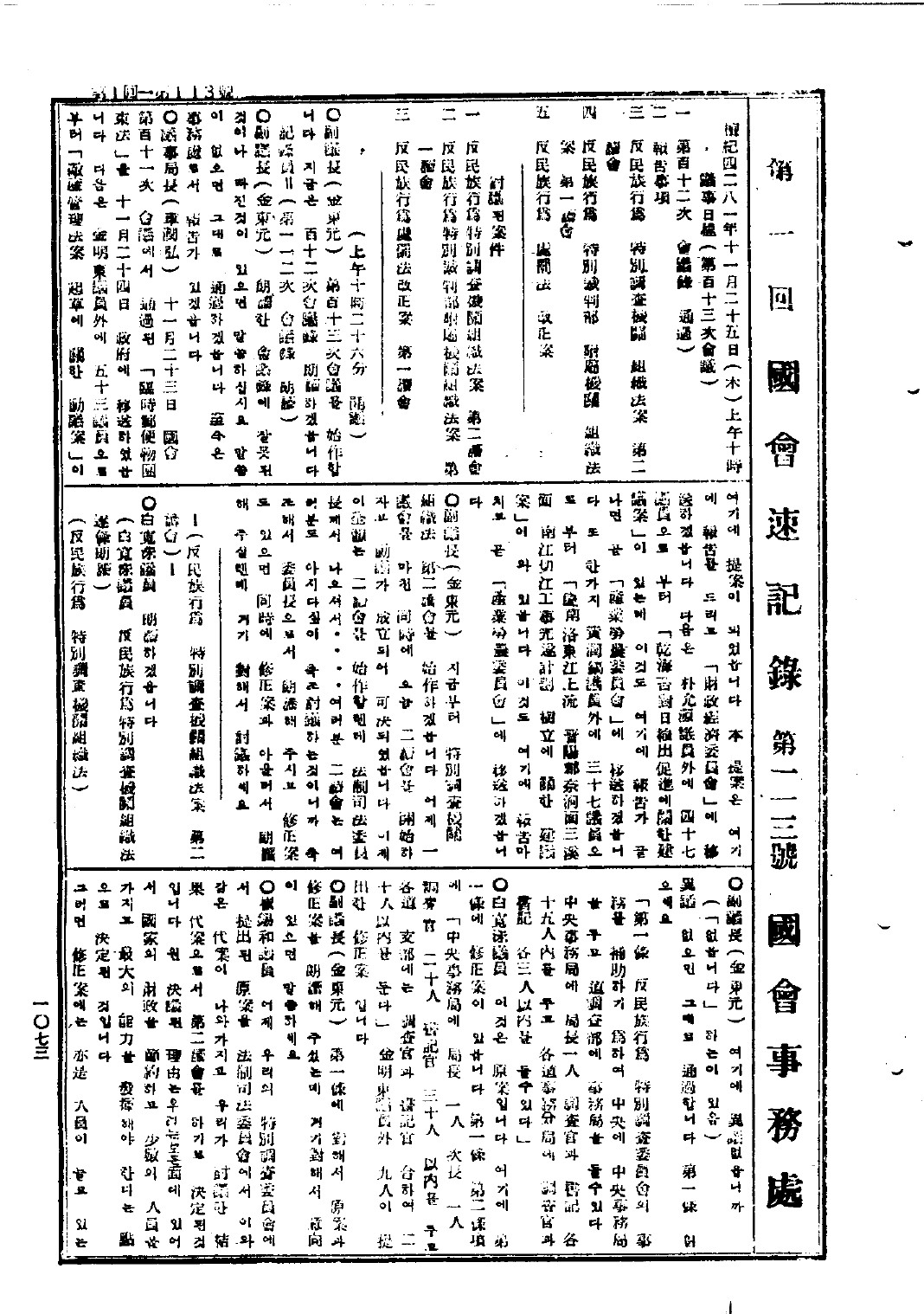 반민족행위 특별조사기관 조직법안